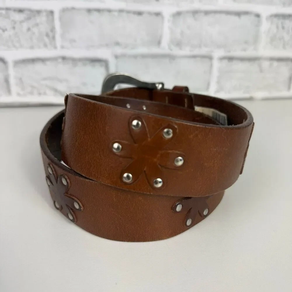 GAP Floral Patch Italian Leather Belt Size 34